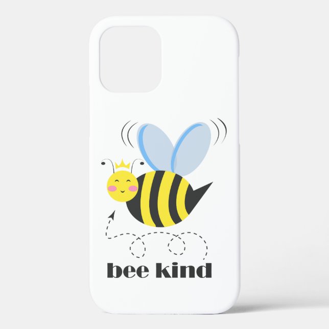 Happy bee princess with crown and slogan Bee Kind Case-Mate iPhone Case (Back)