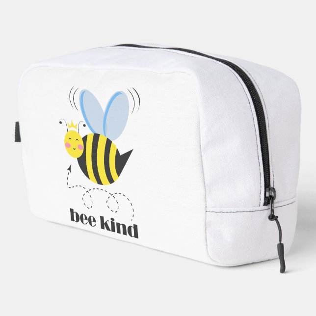 Happy bee princess with crown and slogan Bee Kind Dopp Kit (Right Corner)