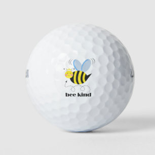 Happy bee princess with crown and slogan Bee Kind Golf Balls