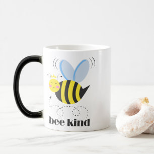 Happy bee princess with crown and slogan Bee Kind Magic Mug