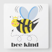 Happy bee princess with crown and slogan Bee Kind