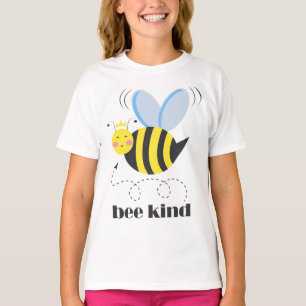 Happy bee princess with crown and slogan Bee Kind T-Shirt