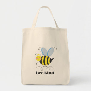 Happy bee princess with crown and slogan Bee Kind Tote Bag