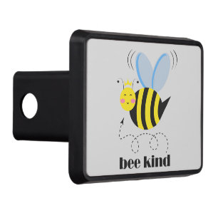 Happy bee princess with crown and slogan Bee Kind Trailer Hitch Cover