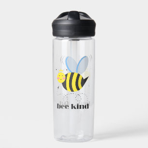 Happy bee princess with crown and slogan Bee Kind Water Bottle