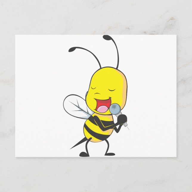 Happy Bee Singing Postcard (Front)