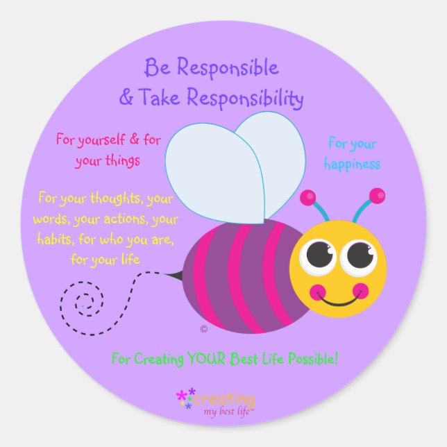 Happy Bee Sticker - large (Front)