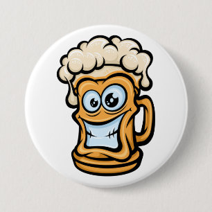 Happy Beer Mug, Funny Illustration 3 Inch Round Button