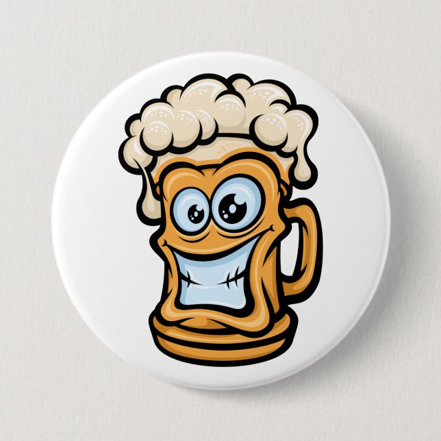 Happy Beer Mug, Funny Illustration 3 Inch Round Button (Front)