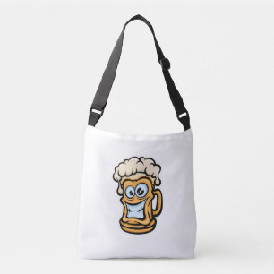 Happy Beer Mug, Funny Illustration Crossbody Bag
