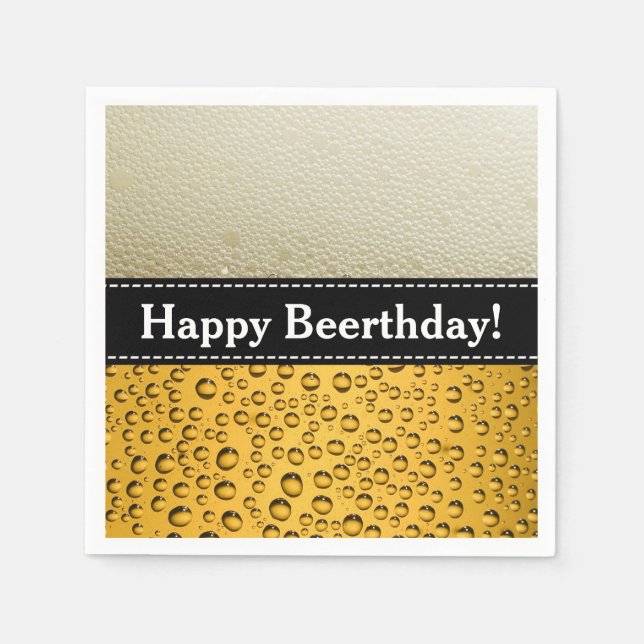Happy Beerthday! Adult Birthday or Customize Text Napkin (Front)