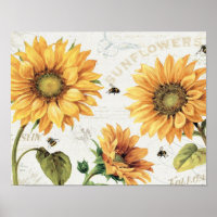 Happy Bees and Yellow Sunflowers Three