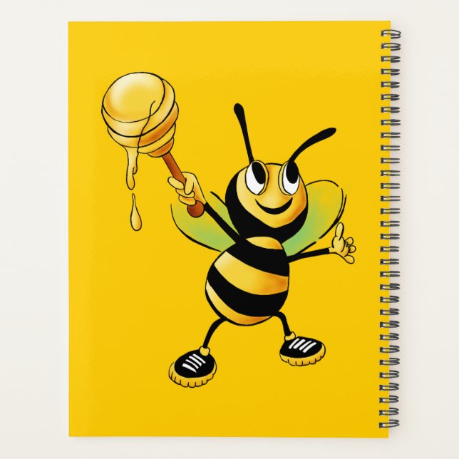 Happy Bees Cartoon Cute Black and Yellow drawings  Planner (Back)