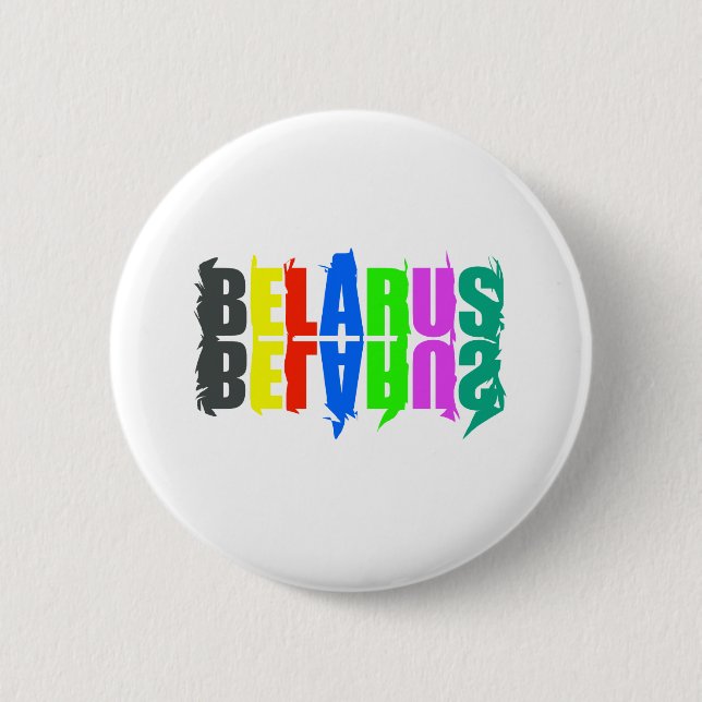 Happy Belarus Colourful Letters 2 Inch Round Button (Front)