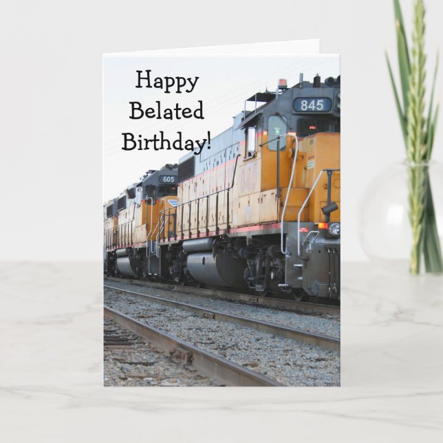 Happy Belated Birthday Train greeting card (Front)