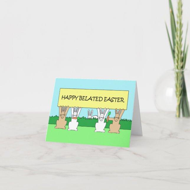 Happy Belated Easter Cute Bunnies Card (Front)