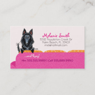 Happy Belgian Sheepdog Pink Couch Contact Card