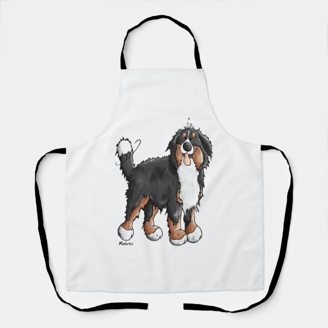 Happy Bernese Mountain Dog - Comic - Dogs - Cartoo Apron (Front)