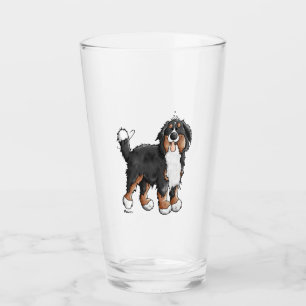Happy Bernese Mountain Dog - Comic - Dogs - Cartoo Glass