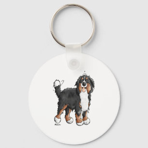 Happy Bernese Mountain Dog - Comic - Dogs - Cartoo Keychain