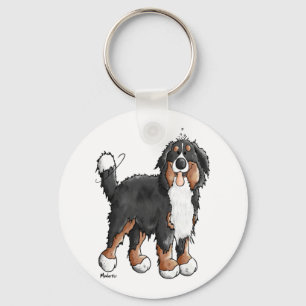 Happy Bernese Mountain Dog - Comic - Dogs - Cartoo Keychain