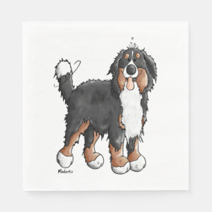 Happy Bernese Mountain Dog - Comic - Dogs - Cartoo Napkin