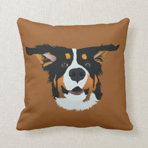 Happy Bernese Mountain Dog Throw Pillow