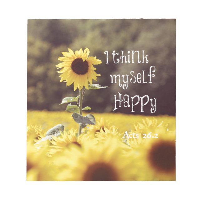 Happy Bible Verse with Sunflowers Notepad (Front)
