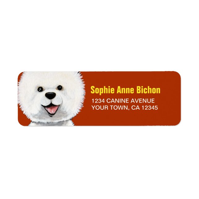Happy Bichon Frise Dog Adresse de retour Label (Devant)