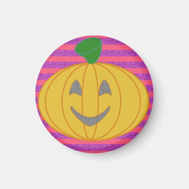 Happy Big Modern Orange Cheerful Pumpkin  Magnet (Front)