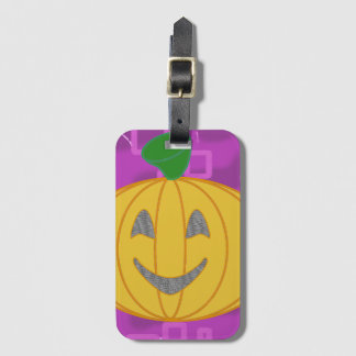 Happy Big Modern Orange Pumpkin Luggage Tag