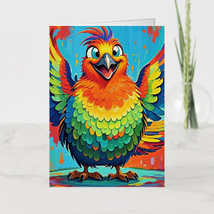 Happy Bird colourful art abstract Foil Greeting Card