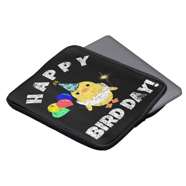 Happy Bird Day Birthday Pun Laptop Sleeve (Front Top)