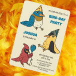 Happy Bird Day Cartoon Birds Themed Birthday Invitation<br><div class="desc">These birds are some regular party animals! This fun party invitation features illustrations of three cartoon birds: a goldfinch,  a cardinal and a bluebird with party hats and a balloon. It's perfect for anyone throwing a bird-day party or a bird-themed birthday party as the case may be.</div>