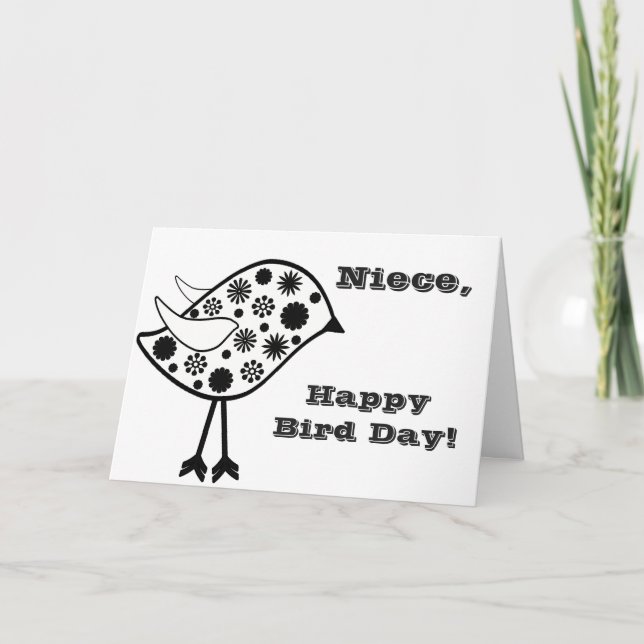 Happy Bird Day foer a niece, fun, bird greeting Card (Front)