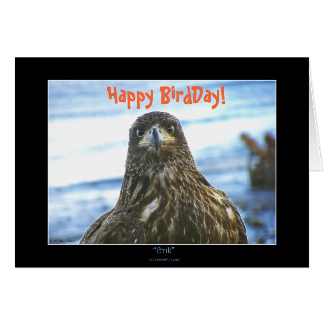 Happy BirdDay! Bald Eagle Greeting-Card (Front Horizontal)