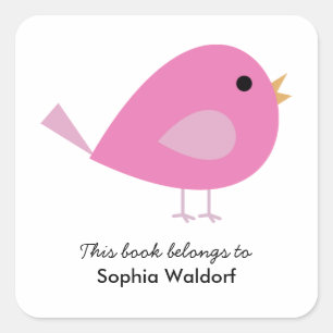 Happy Birdie Bookplate Square Sticker