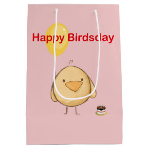 Happy Birdsday Bird Chick Themed Birthday Medium Gift Bag