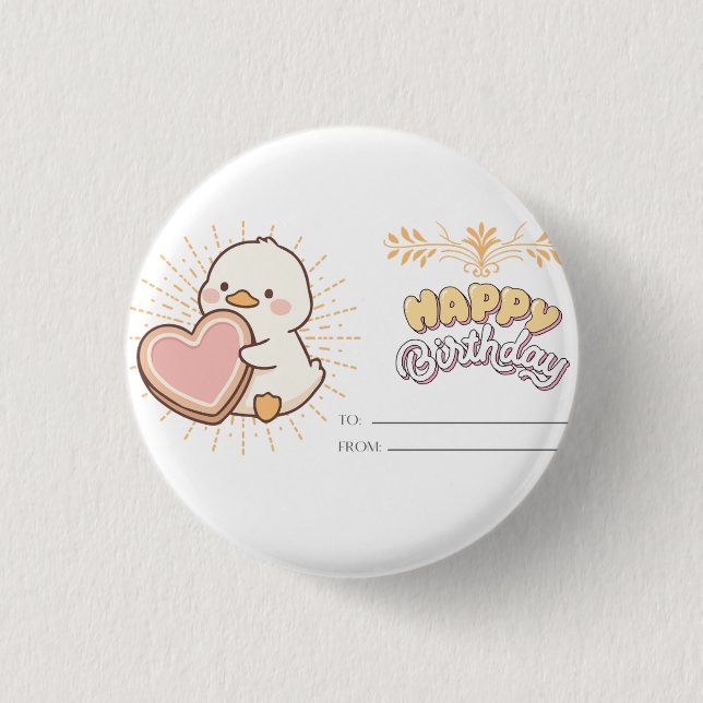 HAPPY BIRHDAY 1 INCH ROUND BUTTON (Front)