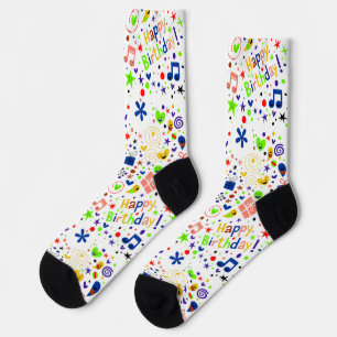 Happy birhday pattern socks