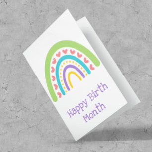Happy Birth Month Colourful Boho Rainbow Card