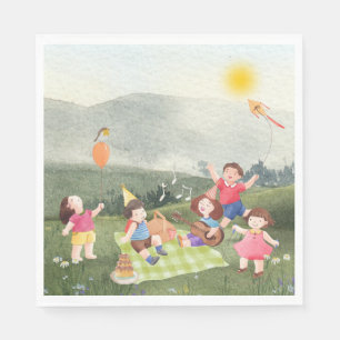 Happy Birthda Picnic Birthday Kids Garden Napkin