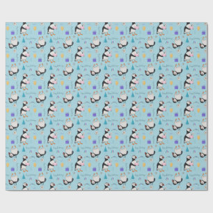 Happy Birthdaisy (birthday) puffin Wrapping Paper