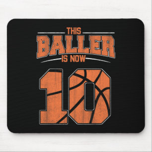 Happy Birthday 10th 10 Year Old Bysketbyll Boys Te Mouse Pad