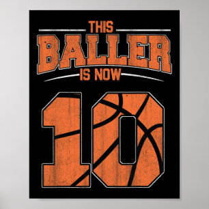 Happy Birthday 10th 10 Year Old Bysketbyll Boys Te Poster