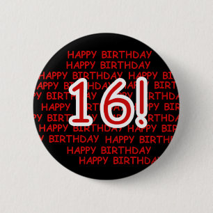 Happy Birthday 16 2 Inch Round Button