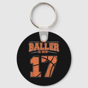 Happy Birthday 17 Year Old Basketball Boys Sevente Keychain