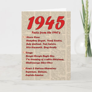 Happy Birthday 1945 Year of birth news 40's 40s Card