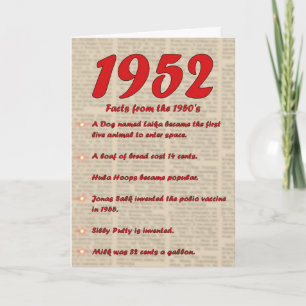 Happy Birthday 1952 Year of birth news 50's 50s Card