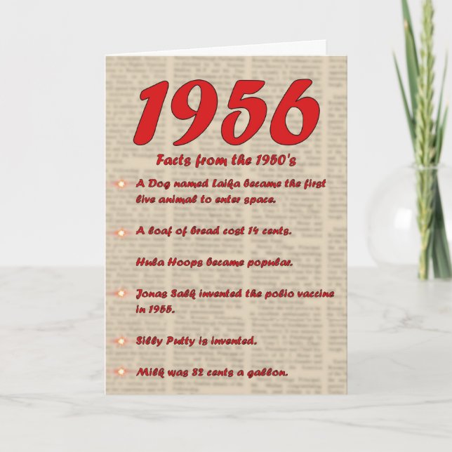 Happy Birthday 1956 Year of birth news 50's 50s Card (Front)